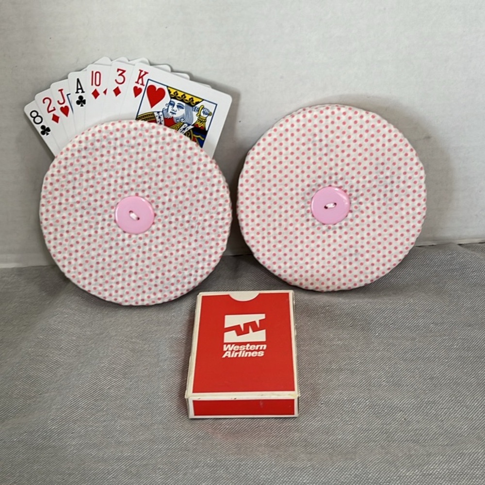 Playing card holder with vintage Western airlines playing cards